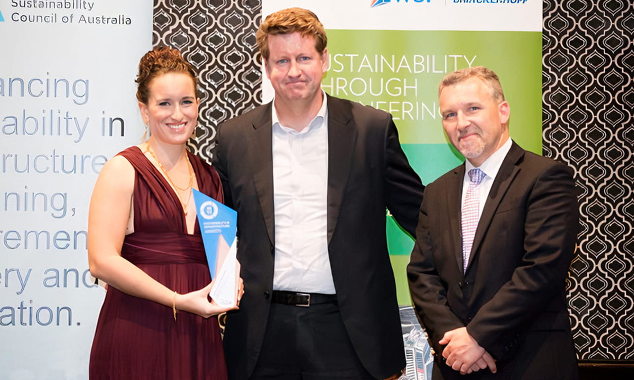Aurecon's Ashley Stevenson was shortlisted for the Leadership Award at the 2015 ISAC Sustainability in Infrastructure Awards.