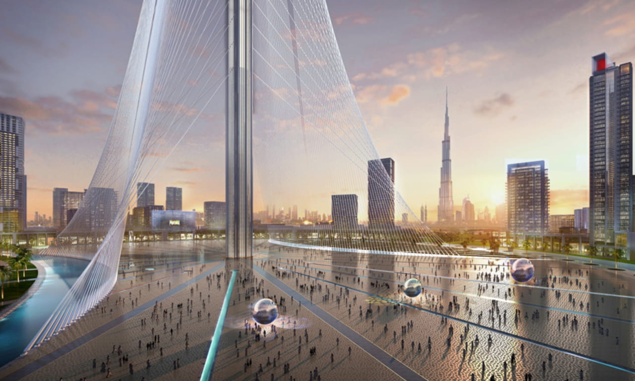 Aurecon's The Tower project will feature a distinctive net of steel cable that will reach into the skies. Image courtesy of Emaar Properties.