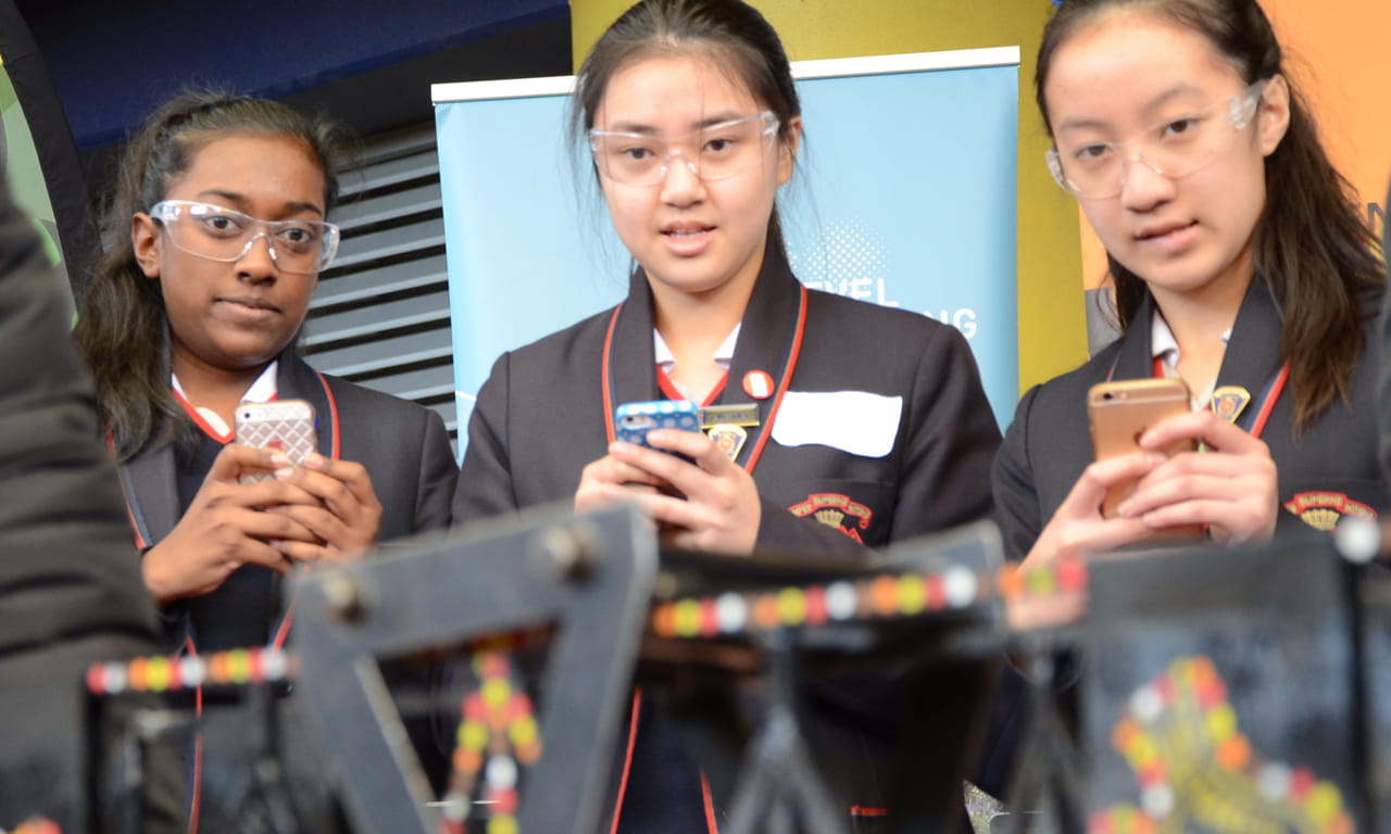 Sacred Heart Girls College Oakleigh students at the 2017 Aurecon Bridge Building Competition.