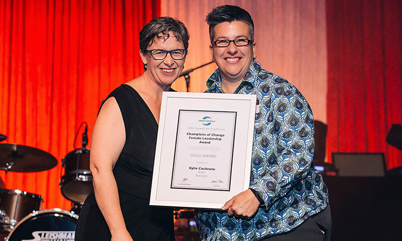 Aurecon won five Consult Australia Awards, including Kylie Cochrane taking top honours in the Champion of Change – Female Leadership category.