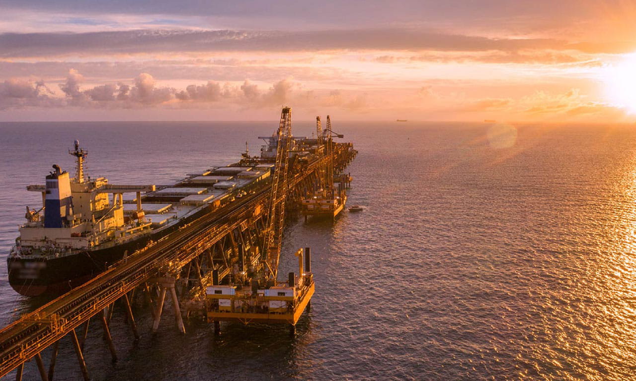 Aurecon project Cape Lambert Jetty – Dolphins are critical infrastructure used to berth and safely moor vessels alongside the wharf for iron ore outloading.