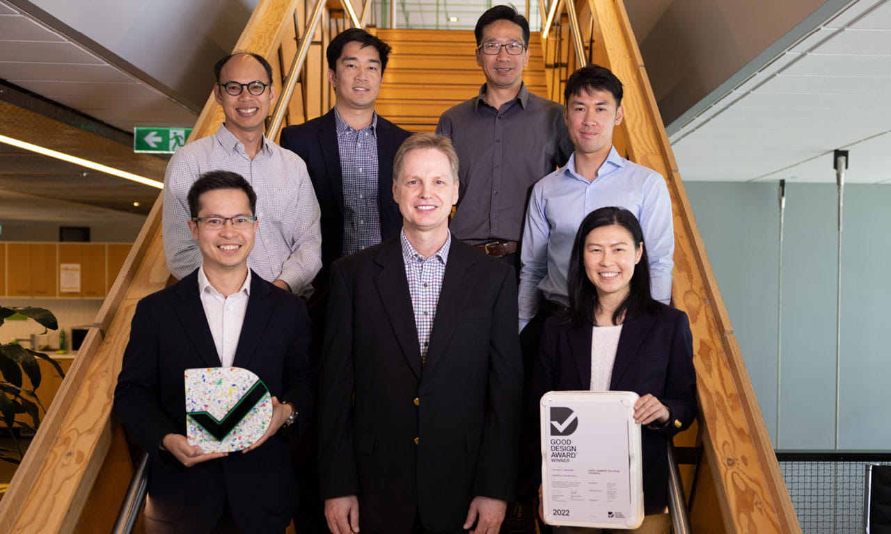 Aurecon’s project team representatives from Western Australia. Front row, L-R: Tze Liang Chow, Manfred Braun, Ye Jia Lim. Back row, L-R: Lawrence Wu, Eddy Yong, Samuel Shum, Jamie Ngo.