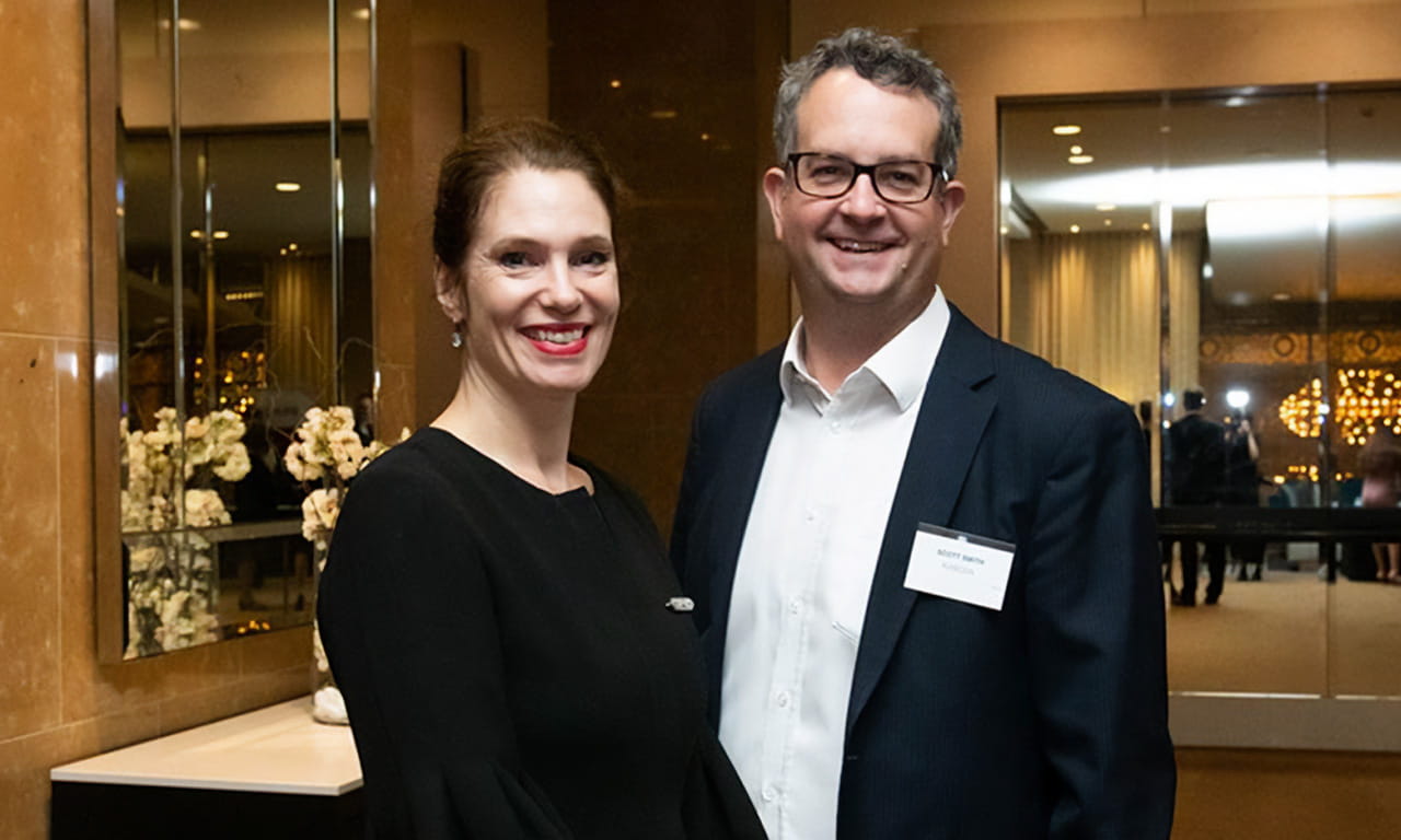 2022 Women’s Achievement Award winner Rowenna Walker with Aurecon’s Managing Director, Transportation – Australia Scott Smith.