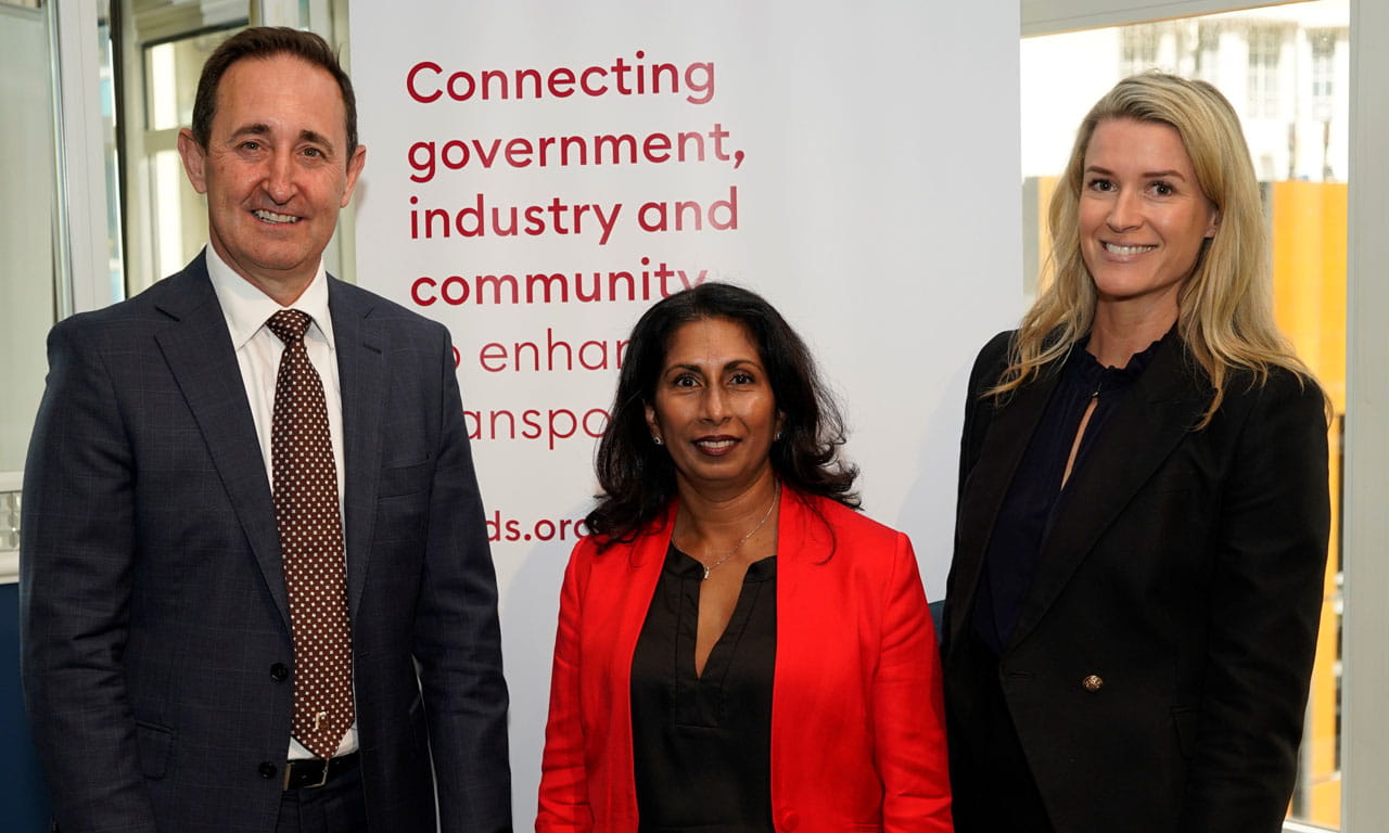 Aurecon’s Aneetha de Silva with newly elected Vice-Presidents of Roads Australia, Scott Olsen and Silje Troseth.