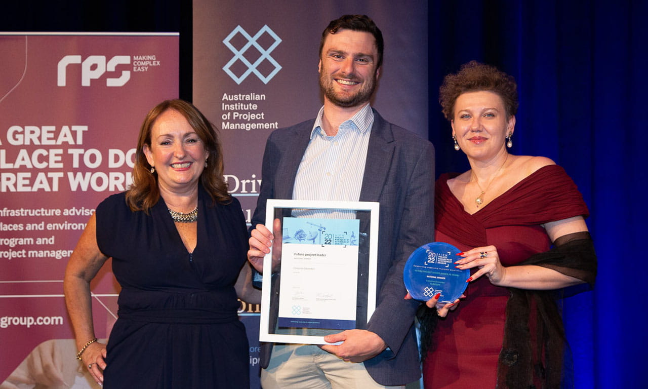 Aurecon’s National Future Project Leader Award Winner – Mary Ramsay, Cameron Denecker and Elena Zagorenko.