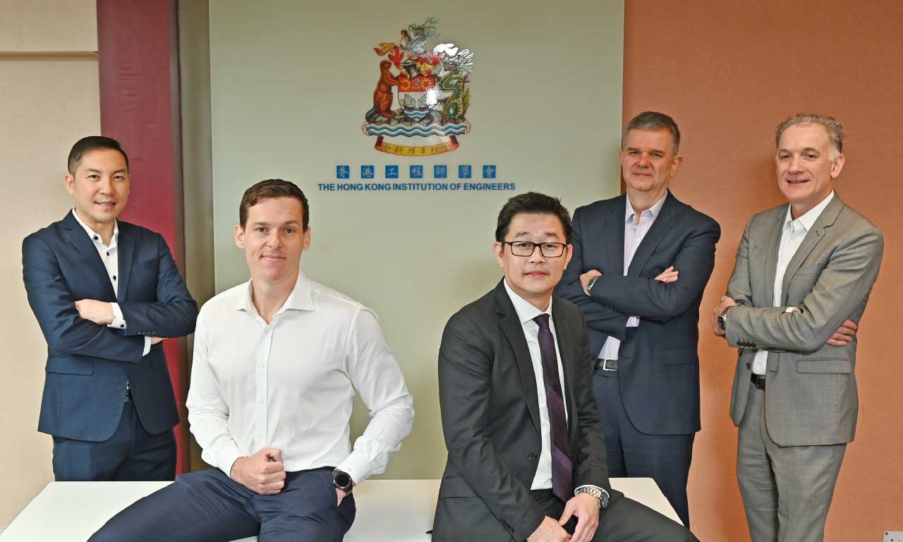 From L-R: Wai Lun Yeung (Gammon), Thomas Chandler (Gammon), Dr. Alecs Chong (Aurecon), Mike Tapley (Aurecon), Brian Gowran (Gammon).