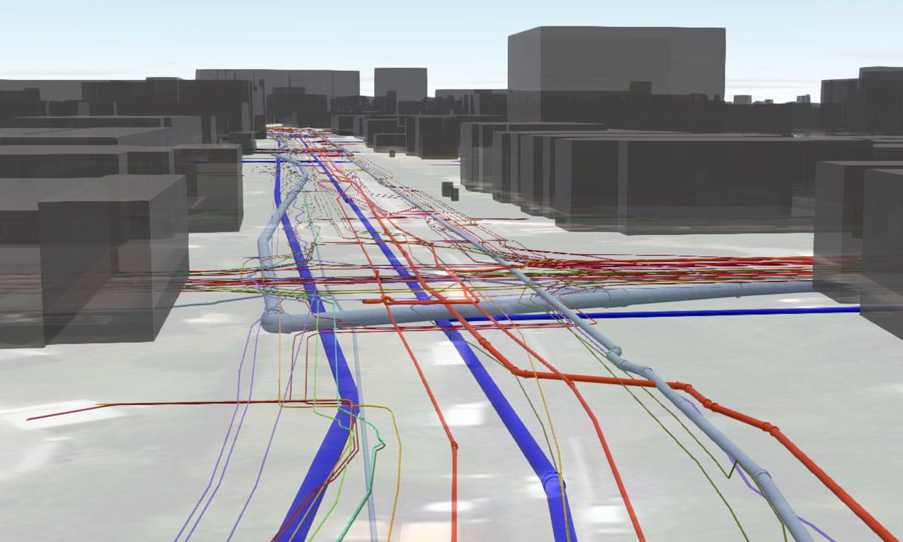 3D GIS Model of Utilities at Tuas in Singapore.