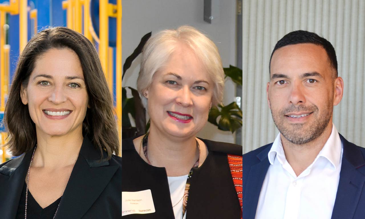 Aurecon Transformation &amp; Change Leaders, L-R: Lorna Bishop, Julie Harrison, and Ben Houkamau.