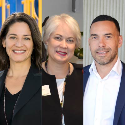 The three leaders for Aurecon’s Engagement and Change Advisory are Lorna Bishop, Julie Harrison, and Ben Houkamau.
