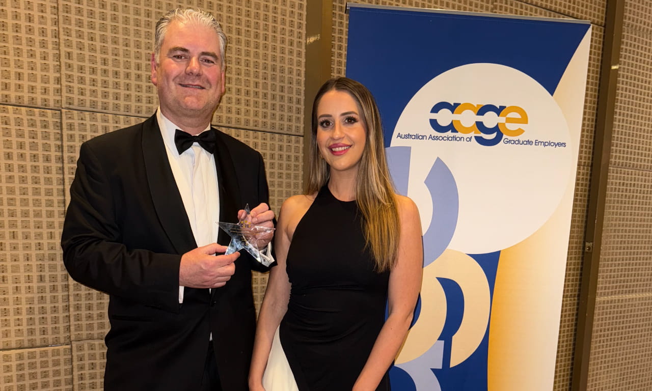 Chris Smith and Cathy Darbyshire attending the 2024 AAGE Graduate Recruitment Industry Awards.