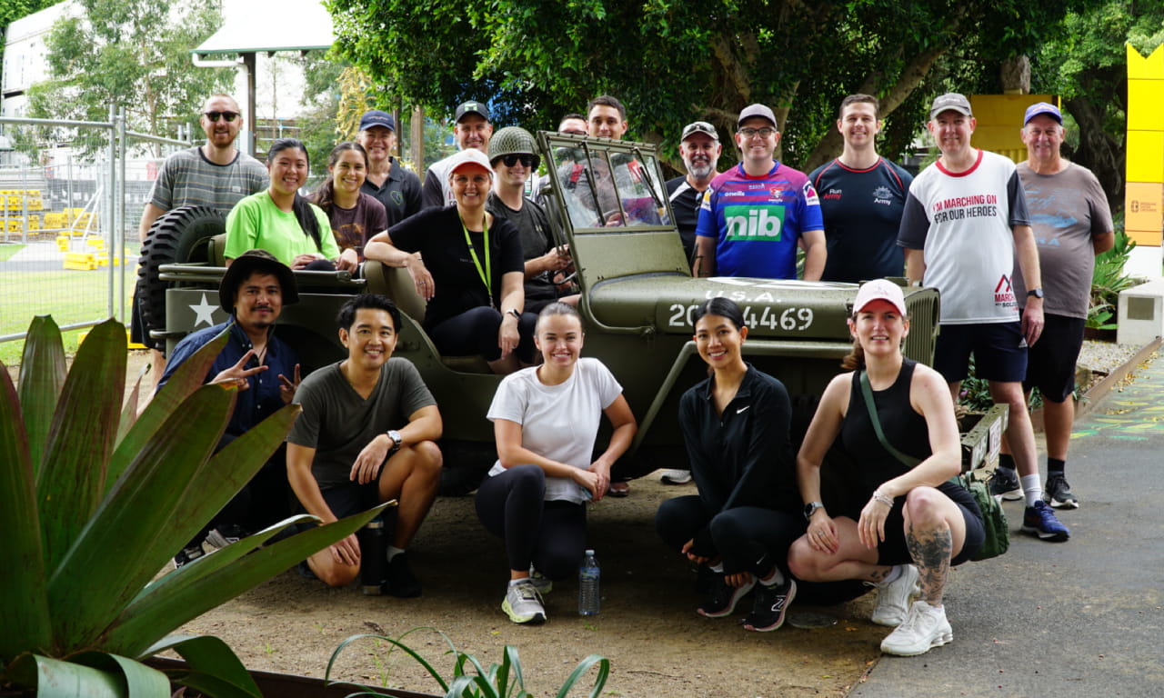 Aurecon Brisbane team members participating in an office walk for Soldier On’s 2024 March On challenge.