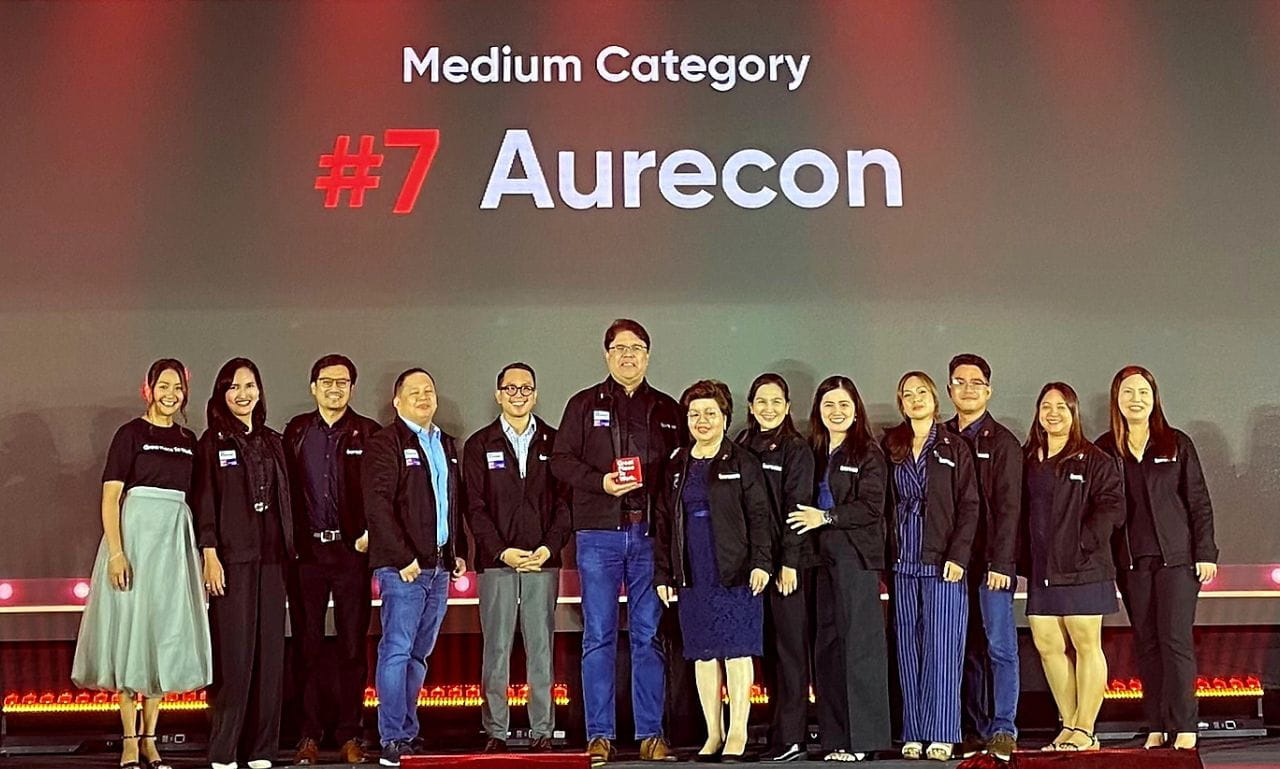 Aurecon team in the Philippines proudly accepting Best Workplace award 2025.