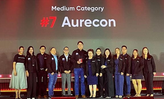 Aurecon team in the Philippines proudly accepting Best Workplace award 2025.