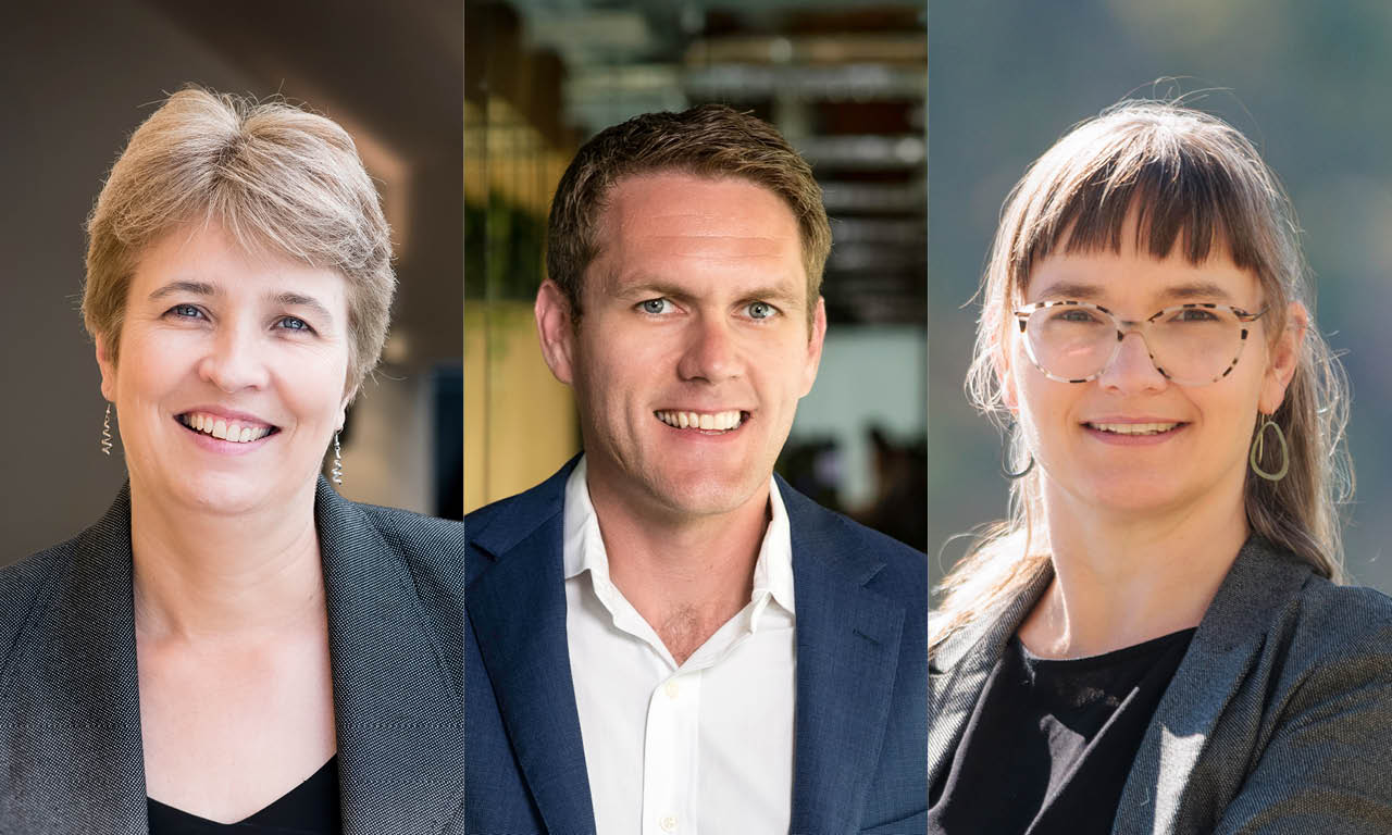Aurecon’s speakers at the 2025 Climate Smart Engineering Conference (L-R): Evelyn Storey, Thom Cameron, and Jodie Bricout.