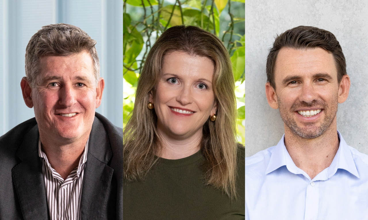 Pictured L-R: David Derrick, Emma Charlton and Dean Ayres appointed to senior roles in Australia.