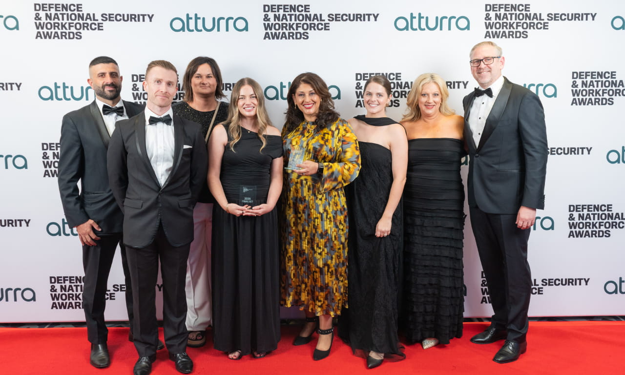 Aurecon team celebrates at the Defence & National Security Workforce Awards, held on 23 April 2026.