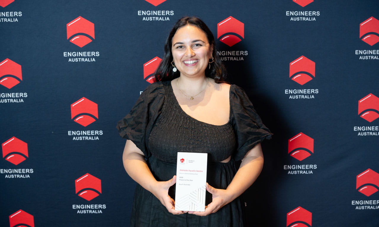 Aurecon's Aliy Pehlivanides (Design Manager) received a commendation as an Outstanding Nominee for Emerging Professional Engineer of the Year at the EA Excellence Awards (South Australia) 2026.