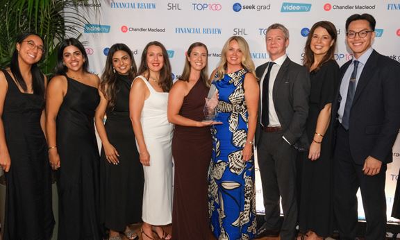Aurecon team accepting Top Engineering Employer award at AFR and SEEK Awards.