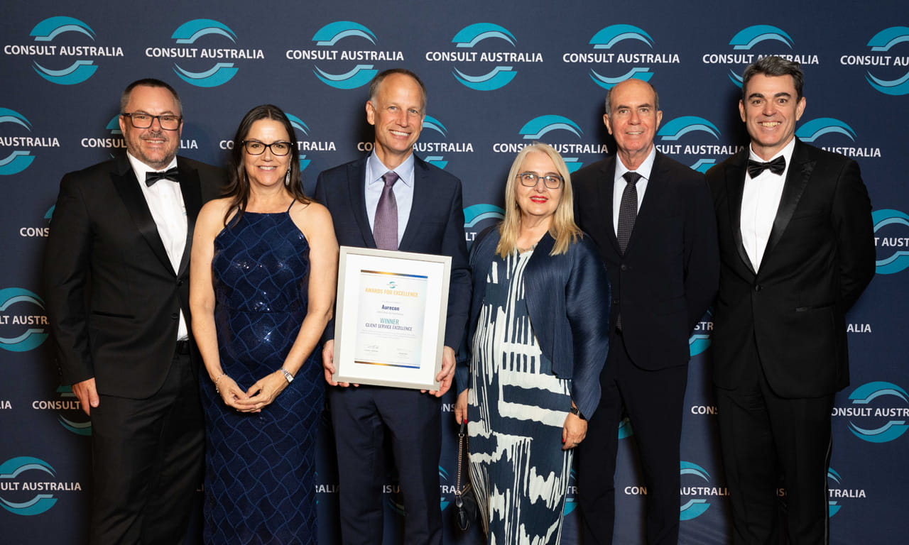 Aurecon and the GEMCO South32 team won the Consult Australia 2025-26 Client Service Excellence Award for their work on GEMCO (Milner Bay) Wharf.