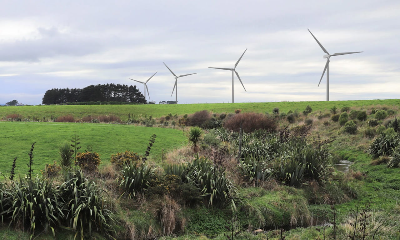 Kapuni project wind turbines in South Taranaki.