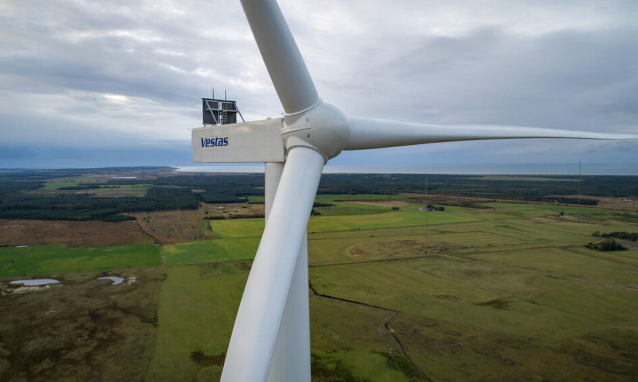 Vestas wind turbine at an onshore wind farm in Australia.
