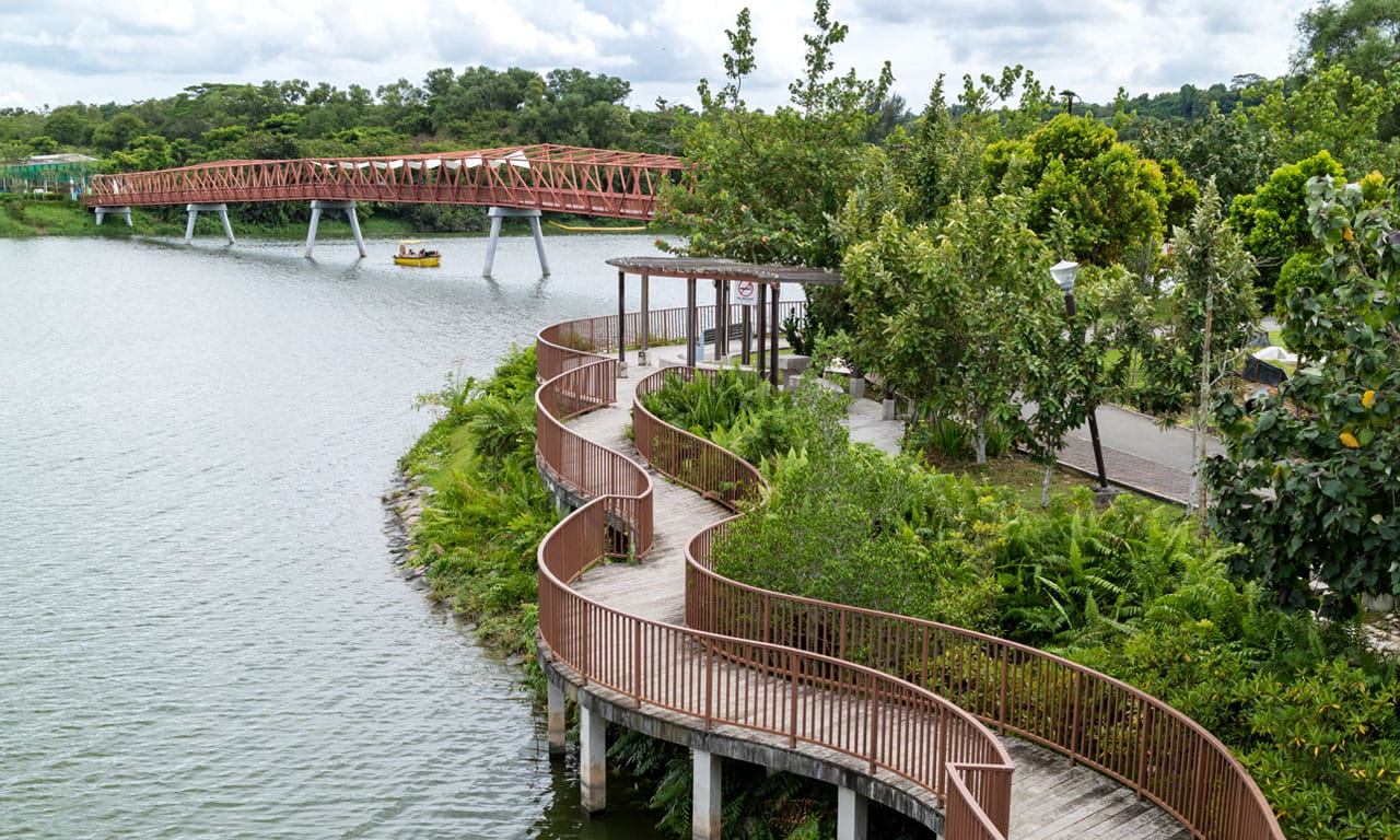 Lorong Halus Bridge is the longest man-made waterway at Punggol Waterways, Singapore.