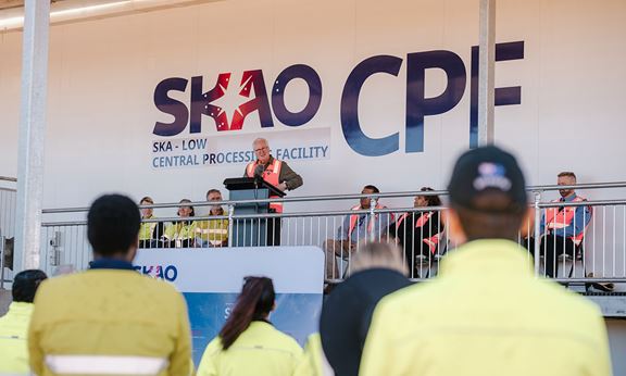 SKA-Low's CPF building officially opened on 24 June 2026 by His Excellency the Hon. Christopher Dawson AC APM, Governor of Western Australia. Image courtesy of Ventia and SKAO.