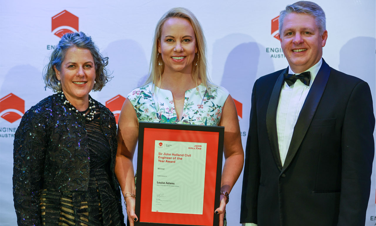 L-R: Romilly Madew, CEO of Engineers Australia with Louise Adams, Aurecon and Dr Nick Fleming, National President and Board Chair of Engineers Australia.