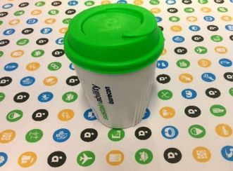 Aurecon branded sustainable keep-cups, it is worth noting that many staff have opted to buy their own re-usable cups, both plastic and glass
