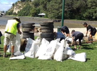 More than 50 tyres were found at Blockhouse Bay Beach in New Zealand