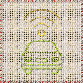 Art embroidery of car with wifi