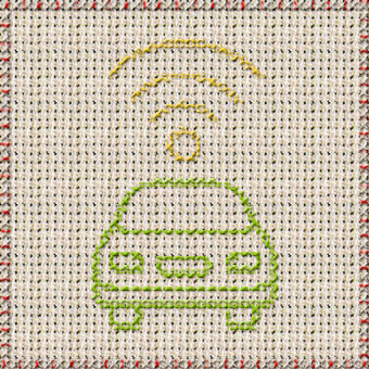 Art embroidery of car with wifi