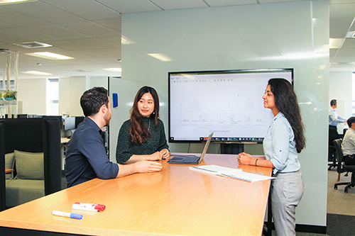 Transport Engineer Shannie Su meets with her project team.
