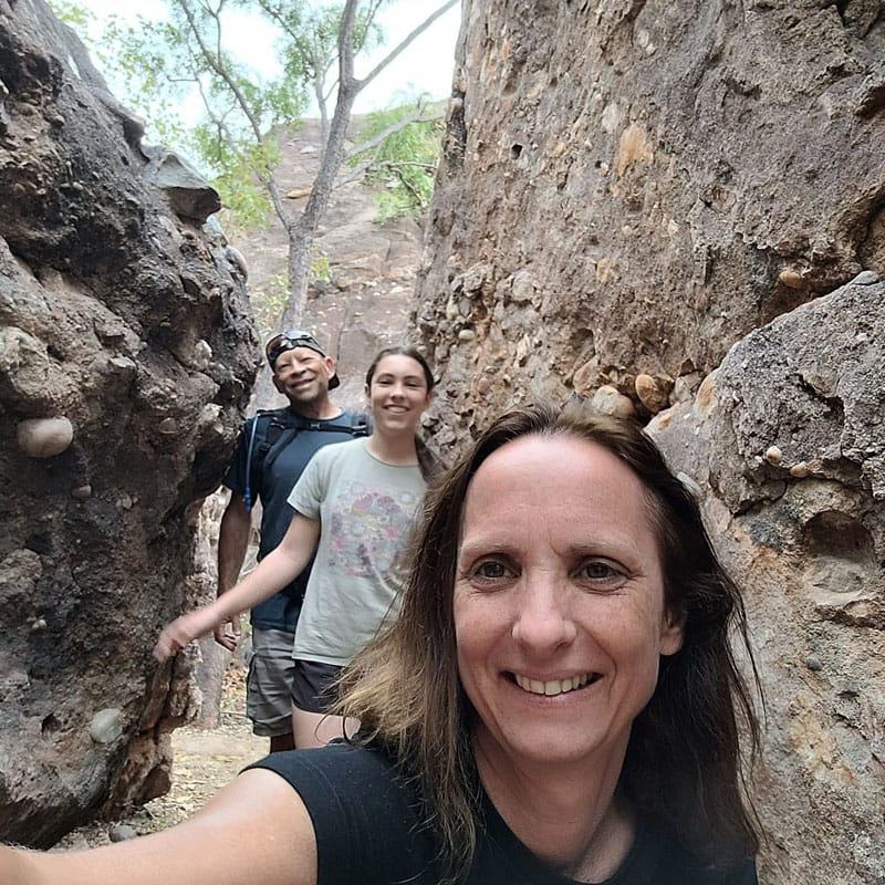 Aurecon's Jacqueline Stone hiking with her family.