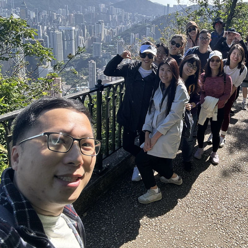 Aurecon's Lemuel Tsang on a hike in the city with team members