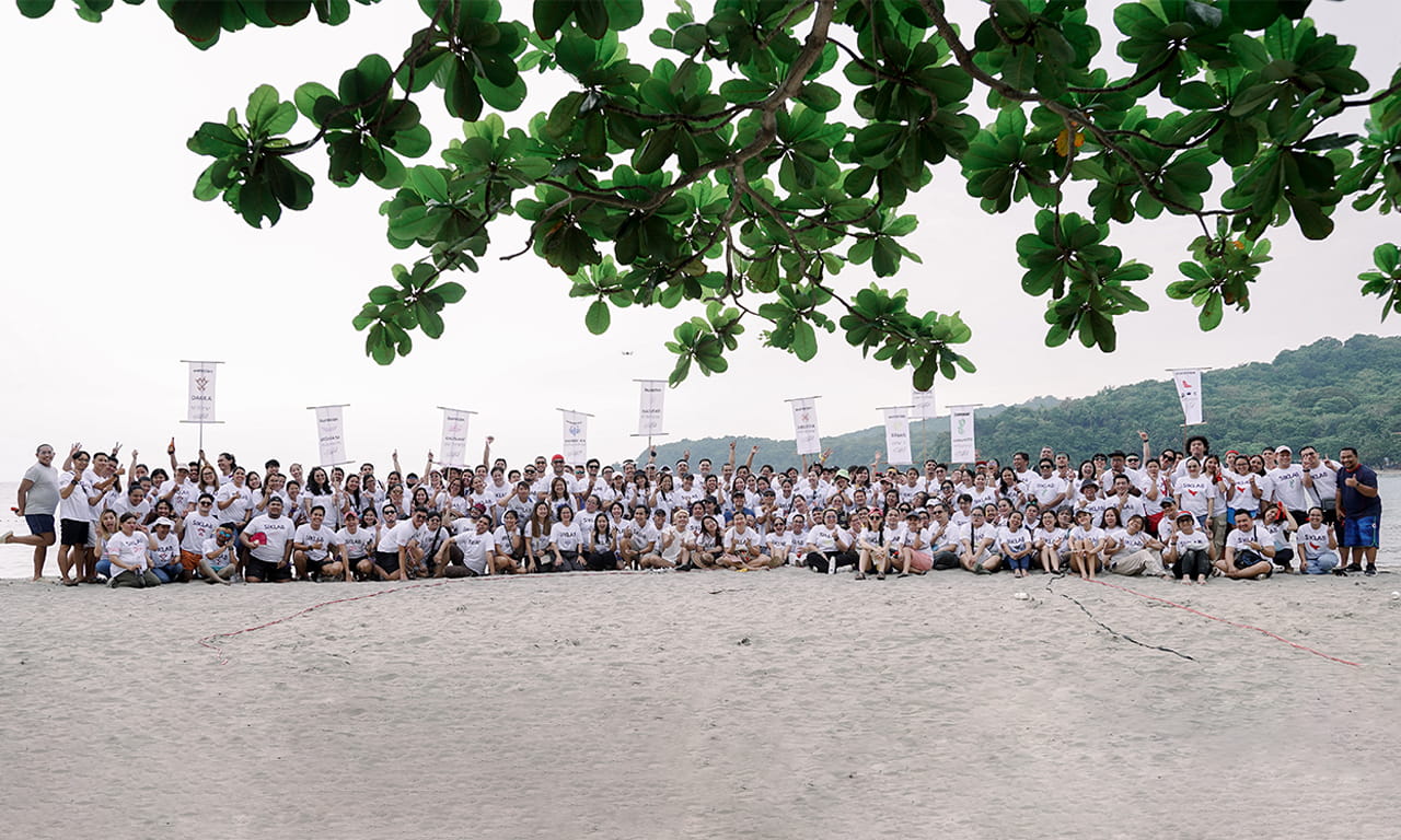 Aurecon Manila office at the beach taking part in Siklab team building workshop.