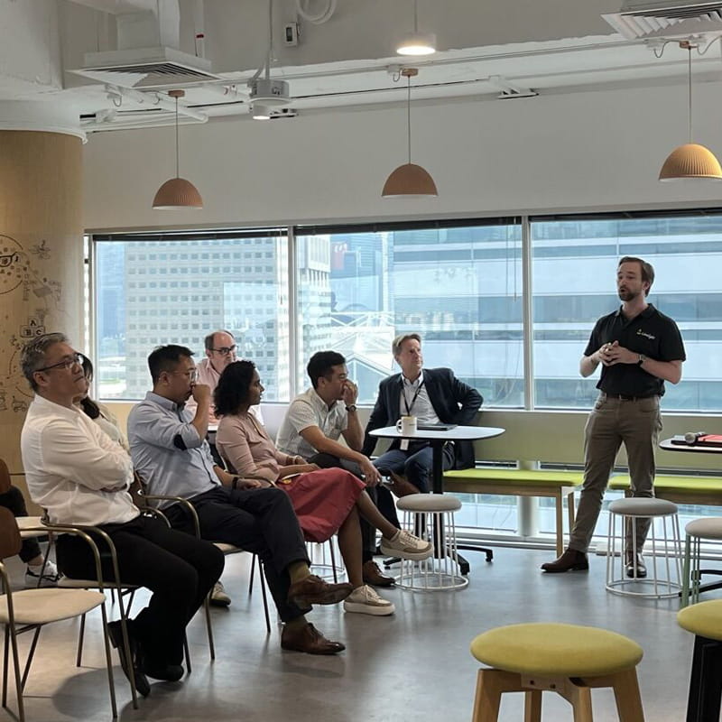 Nicolas Price moderating a Q&A session with some of Aurecon Singapore's leaders as part of Limelight Week.