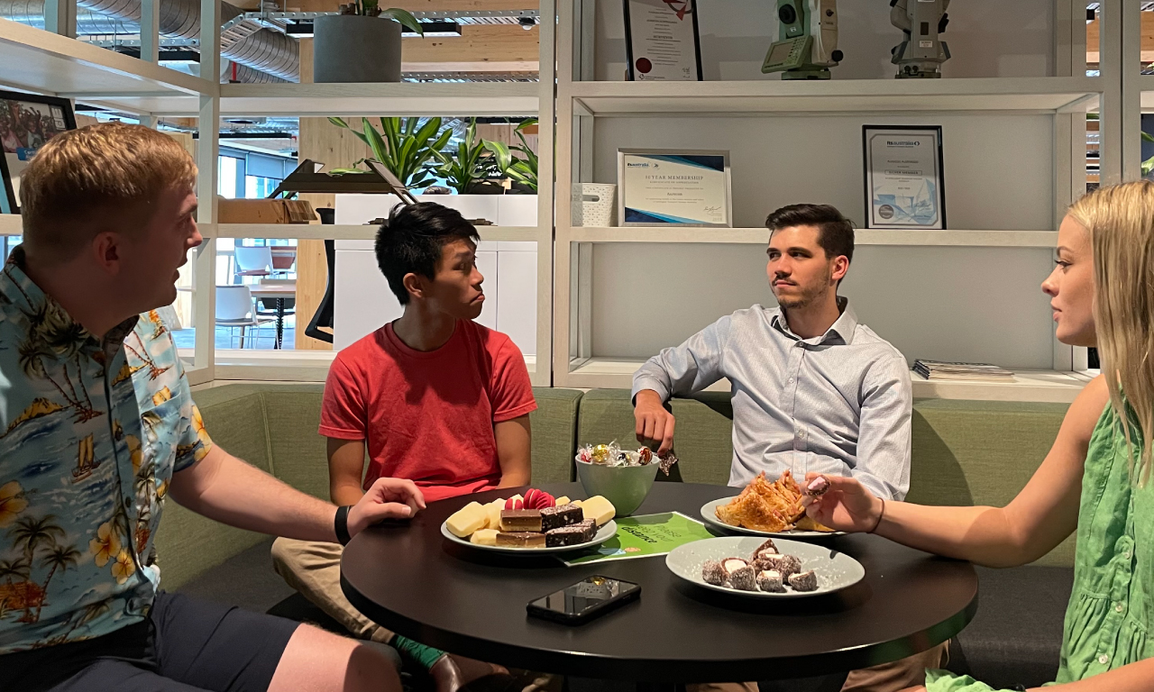 Hayden having lunch with members of Limelight.