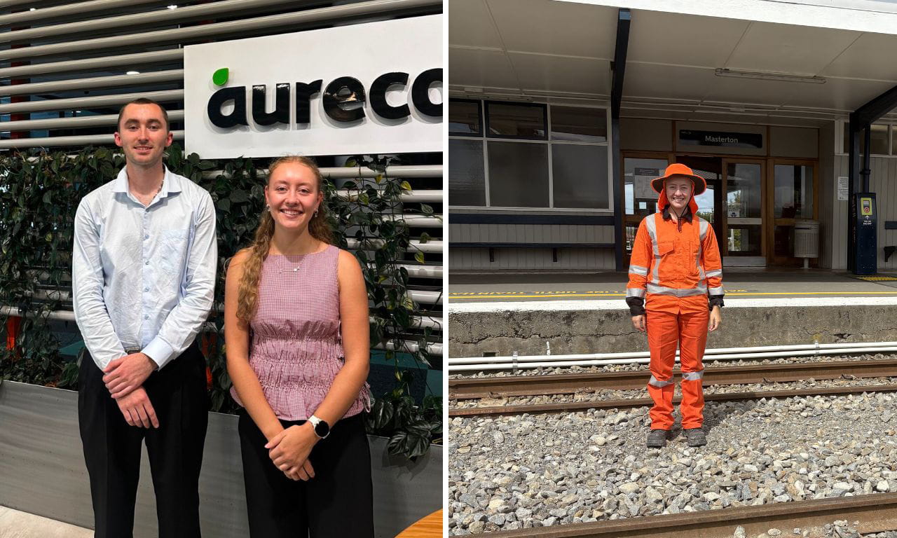 Then: First week as a grad | Now: Site visit as engineering geologist.