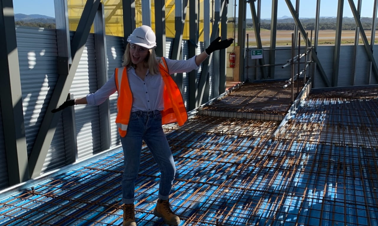 Ebony Riley visiting project site.