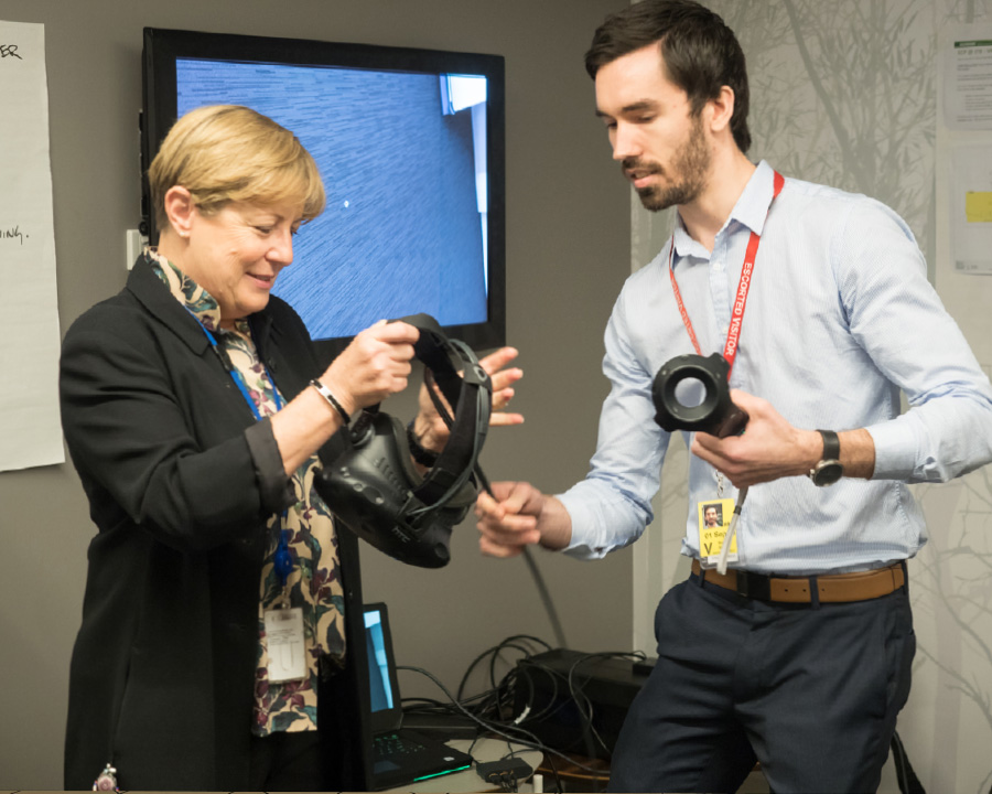 BAC employees exploring wayfinding layout using virtual reality