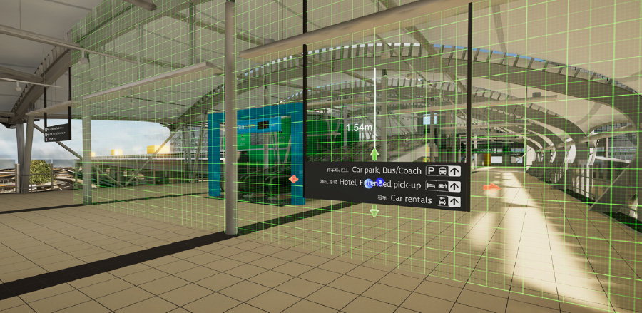 Activating the Skywalk (Domestic Terminal) to evaluate and manipulate wayfinding designs using virtual reality.