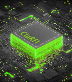 ClaRFI branded microchip and motherboard