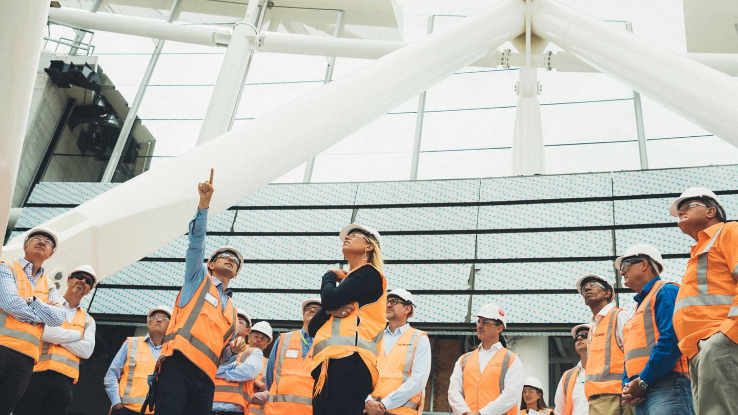 Aurecon engineers and leaders on site during construction of Allianz Stadium, Sydney, Australia.