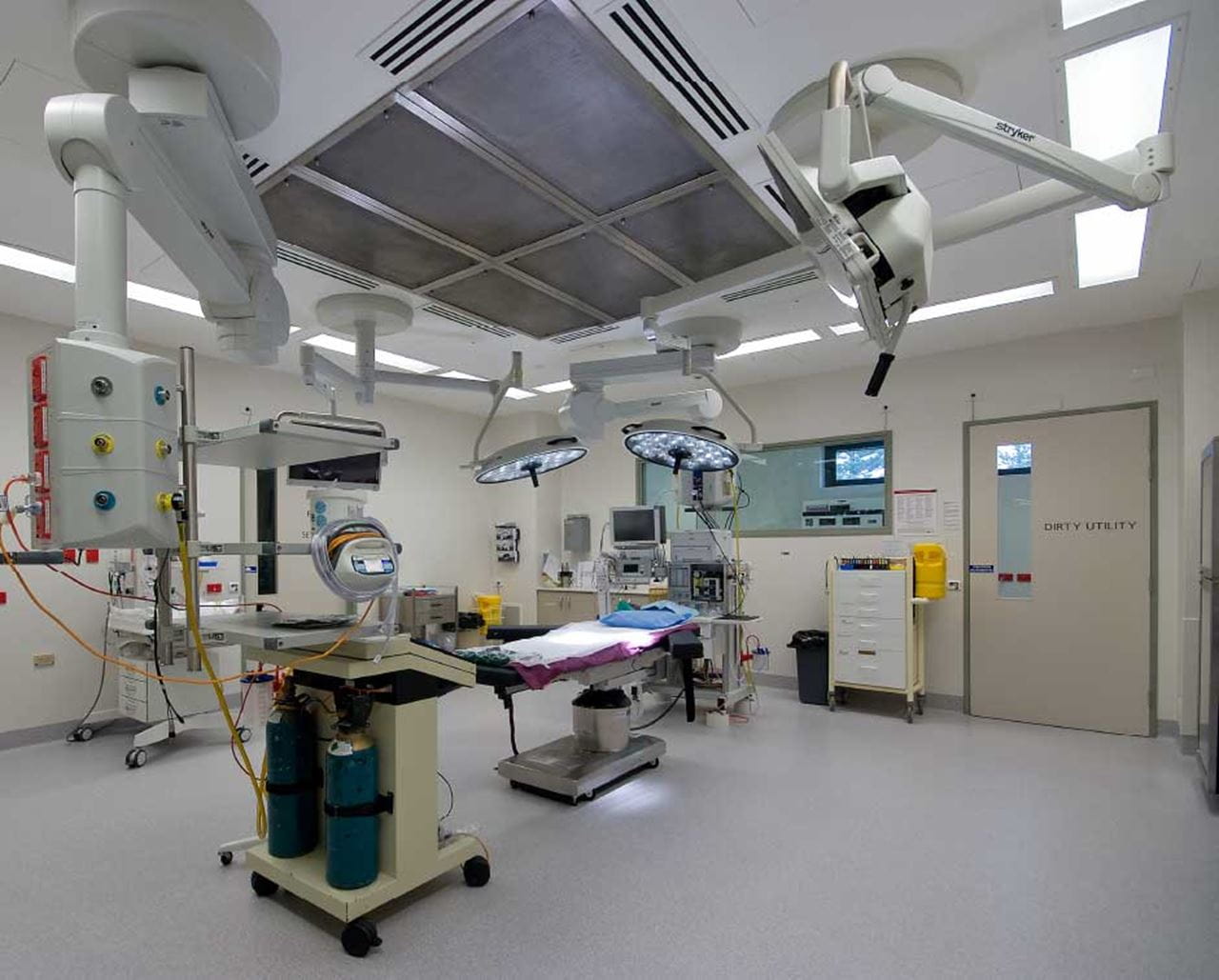 Healthcare facility with various medical equipment.
