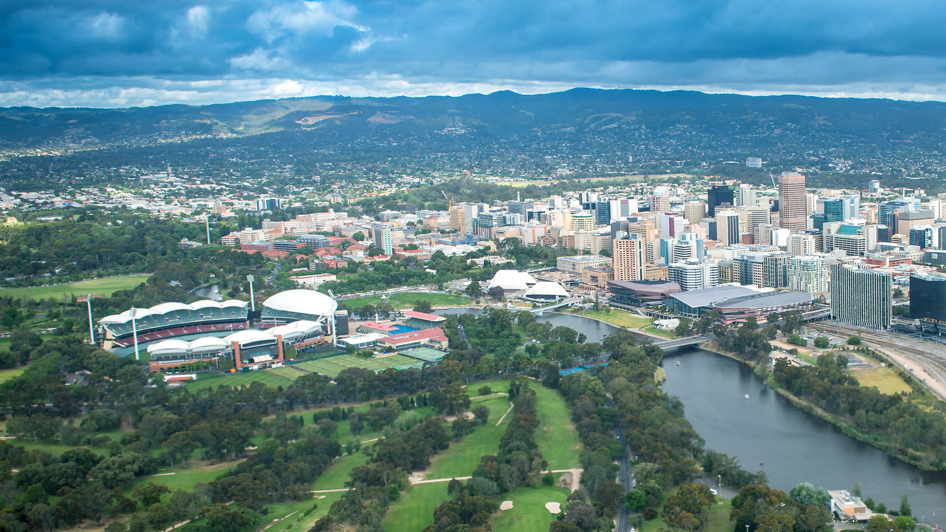 The Adelaide Riverbank precinct connects a network of active spaces for recreational, cultural, sporting and academic.