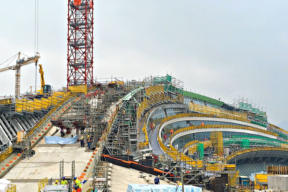Construction of West Kowloon station in Hong Kong.