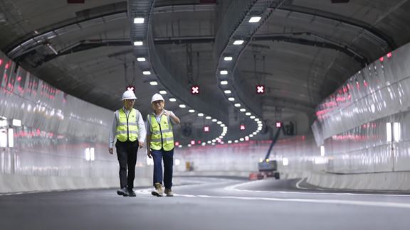 Aurecon employees inspecting Central Kowloon Route tunnel.