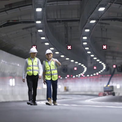 Aurecon employees inspecting Central Kowloon Route tunnel.