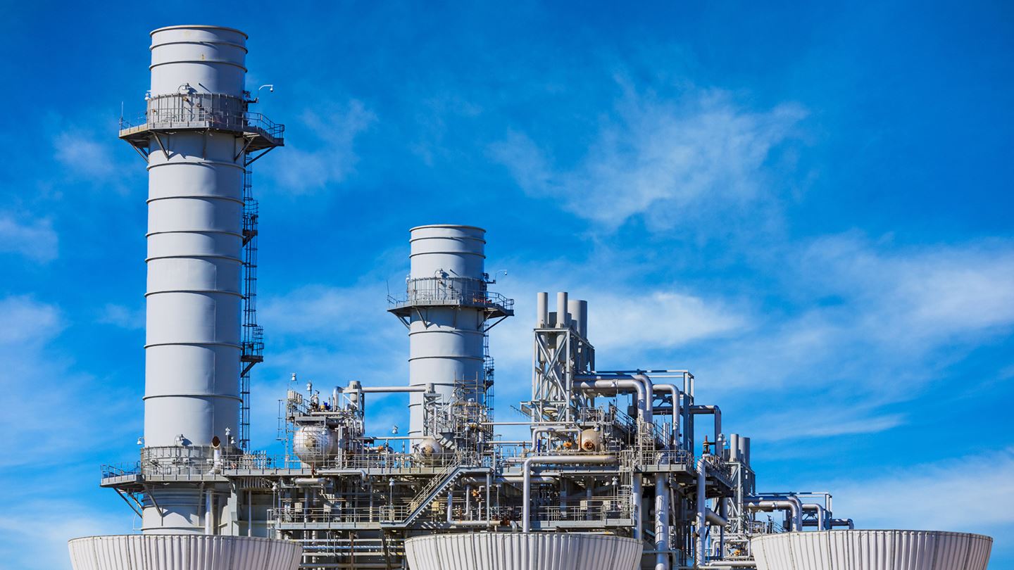 Power plant industrial facility for the generation of electric power.